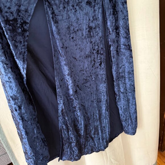 Lulu’s Blue Velvet Maxi Dress with Tie Waist - Picture 7 of 13